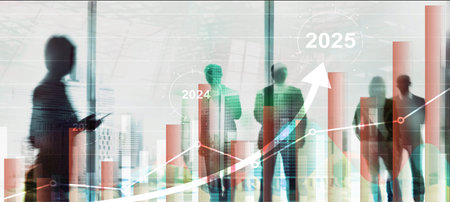 Financial background, economic growth 2023-2025. Abstract background.