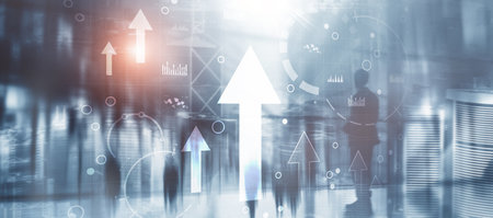 Arrow finance Trading concept 2025. Mixed Media Background.の写真素材