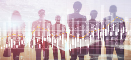 Financial growth indicators dashboard with positive metrics. Gears concept.の写真素材