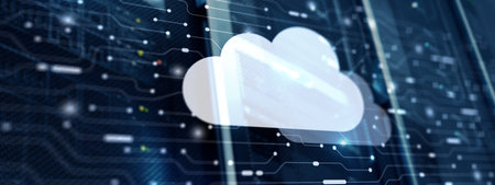 Cloud storage with server room background. Technology Business Internet.の写真素材