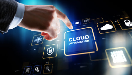 Cloud computing technology with data storage and network connectivity in digital environment.