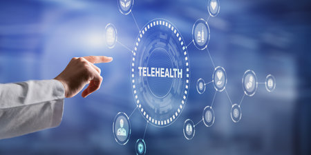 Telehealth and remote medical consultation through digital healthcare platform.の写真素材