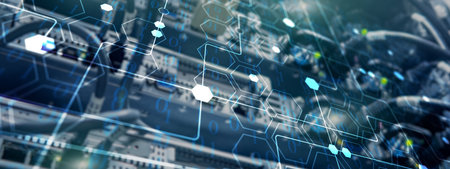 Internet Wireless Communication Network Abstract Background. Binary code.