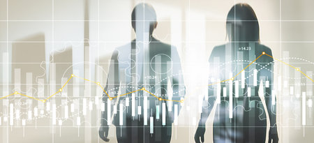 Financial growth indicators dashboard with positive metrics. Gears concept.