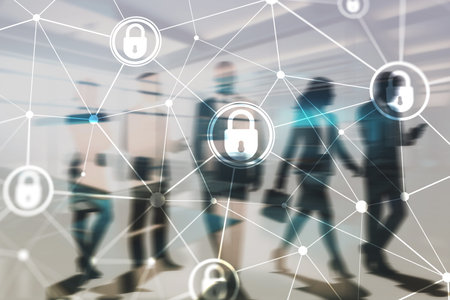 Digital security concept with padlocks, cybersecurity. Data protection, network security.
