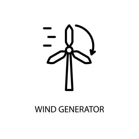 Windmill Line Icon In A Simple Style. Wind energy. Alternative energy source. Vector sign in a simple style isolated on a white background. 64x64 pixel.のイラスト素材