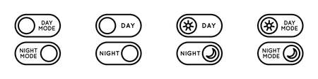 Line Icon Switches Day-Night Mode In Simple Style. Light Dark mode for mobile app development. Vector sign in a simple style isolated on a white background. Original size 64x64 pixels. Set of vector icons in simple style, isolated on a white background. Original size 64x64 pixelsのイラスト素材