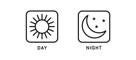 Line Icon Switches Day-Night Mode In Simple Style. Light Dark mode for mobile app development. Vector sign in a simple style isolated on a white background. Original size 64x64 pixels.のイラスト素材