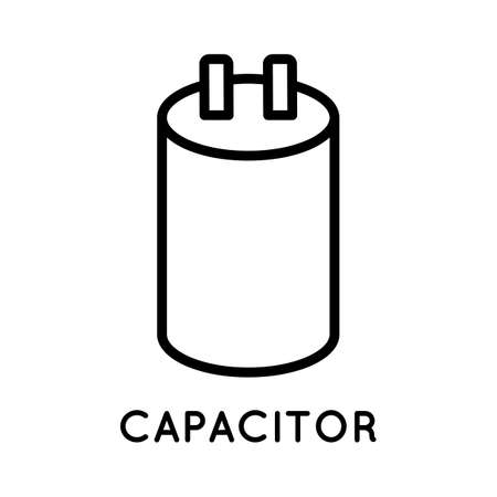 Capacitor line icon, an electronic device designed to store the energy of an electric field, in a simple style isolated on white background. Vector sign in simple style isolated on white background. Original size 64x64 pixelsのイラスト素材