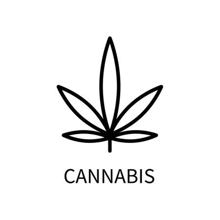 Line Icon Cannabis In A Simple Style. Vector sign in a simple style isolated on a white background. Original size 64x64 pixels.のイラスト素材