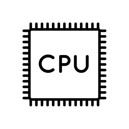 Central processor icon, computing element, information processing in simple style isolated on white background. Vector sign in simple style isolated on white background. Original size 64x64 pixels.のイラスト素材