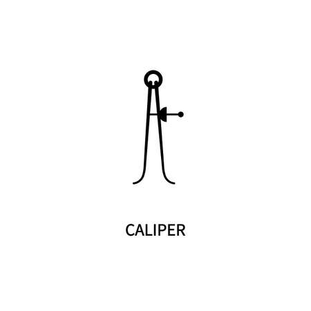 Icon Of The Line Is A Caliper Of External Measurement In A Simple Style. Vector sign in a simple style isolated on a white backgroundのイラスト素材