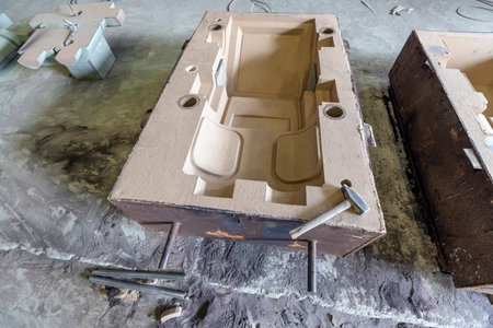 <p>View of the sand mold casting. Sand casting, also known as sand molded casting, is a metal...