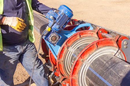 Polythene, HDPE pipe welding process. High Density Polyethylene, or HDPE, pipe is a heavy-duty style...