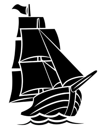 Black Silhouette Of Ship Symbolのイラスト素材
