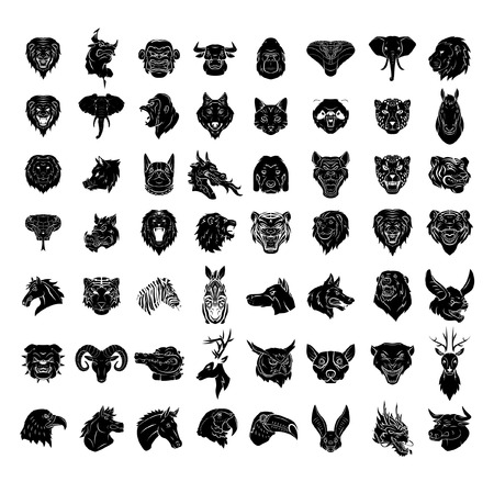 Animal Head Tattoo Big Set Collectionのイラスト素材