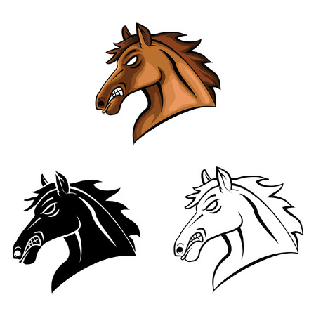 Coloring book Horse Head cartoon character - vector illustration .EPS10のイラスト素材