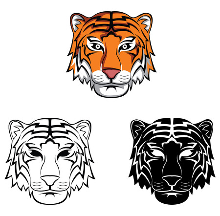 Coloring book tiger cartoon characterのイラスト素材