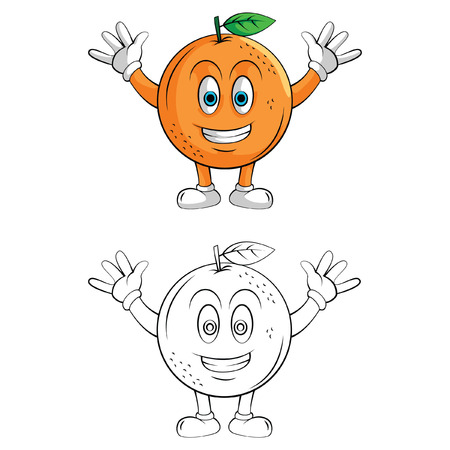 Coloring book Orange Smile cartoon characterのイラスト素材