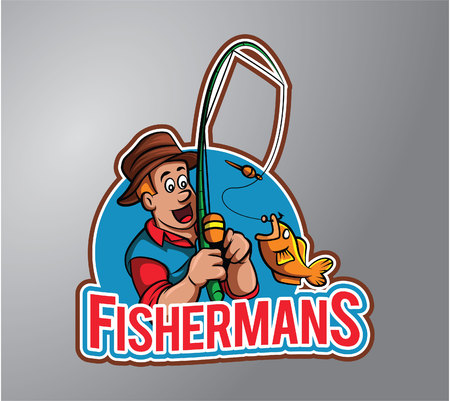 Fisherman Illustration design badgeのイラスト素材