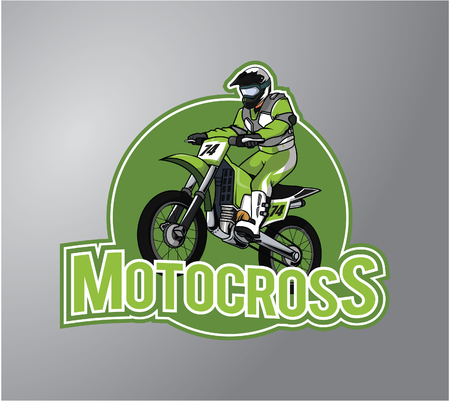 Motocross Illustration design badgeのイラスト素材