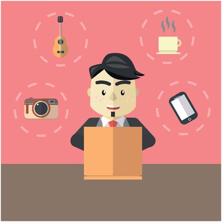 Man online shoppingのイラスト素材