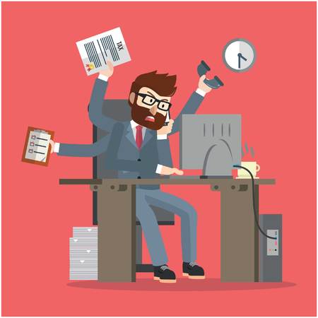 Business man multy taskingのイラスト素材