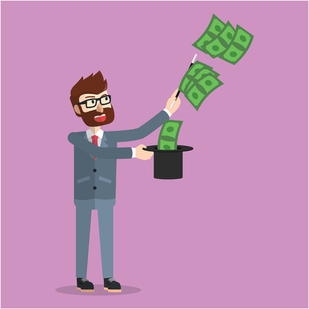 Business doing magic with money hatのイラスト素材