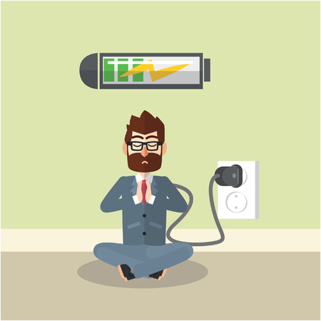 Business man charging his mindのイラスト素材