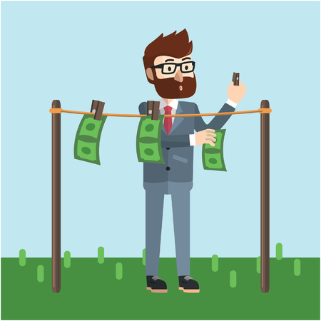 Business man drying moneyのイラスト素材