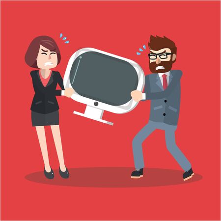 Scramble business woman and manのイラスト素材