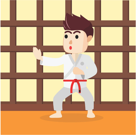 boy praticing karateのイラスト素材