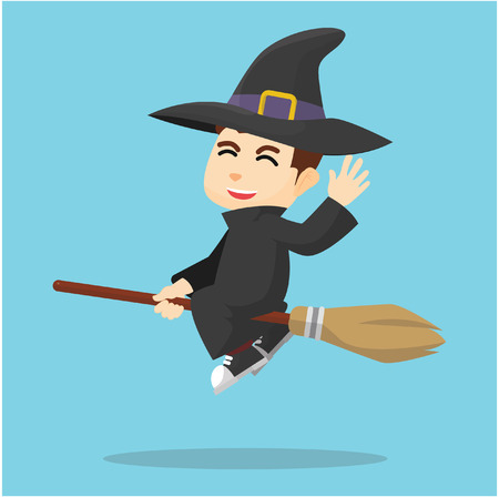 Boy using witch costumeのイラスト素材