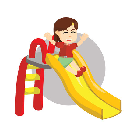 Girl playing slideのイラスト素材
