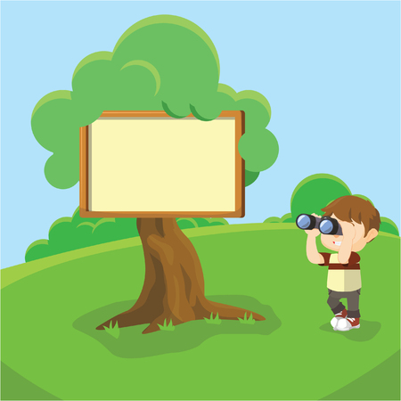 Blank sign at treeのイラスト素材