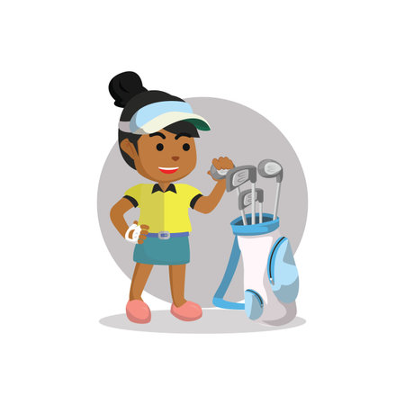 Girl taking golf stickのイラスト素材