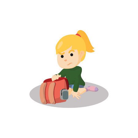 Girl with her bagのイラスト素材