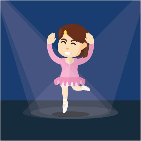 Girl performing ballet on stageのイラスト素材