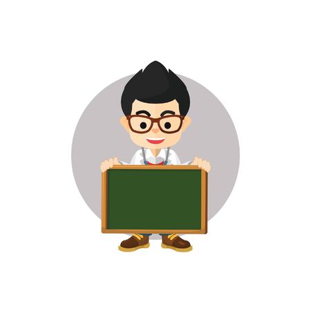 Boy doctor holding blackboardのイラスト素材