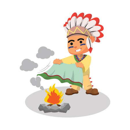 indian boy playing smokeのイラスト素材