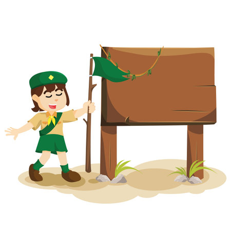 girl scout and signのイラスト素材