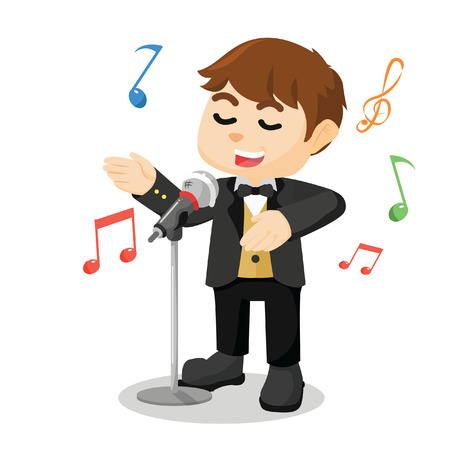 child singer cartoon illustrationのイラスト素材