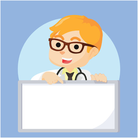 doctor holding sign cartoon illustrationのイラスト素材