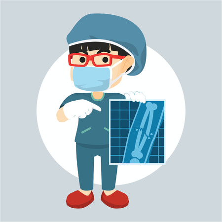 surgeon showing x-rayのイラスト素材