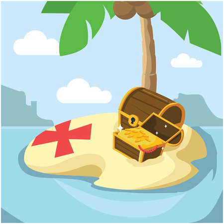 stranded island with treasureのイラスト素材