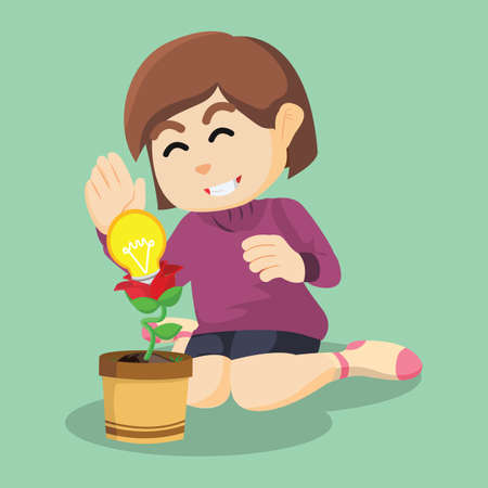 girl with innovation plantのイラスト素材