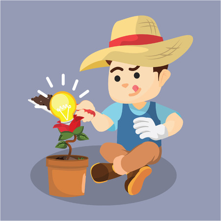 boy gardening idea plantのイラスト素材
