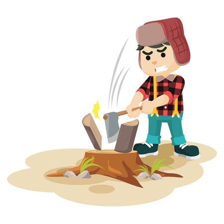 lumberjack cutting lumber  illustration designのイラスト素材