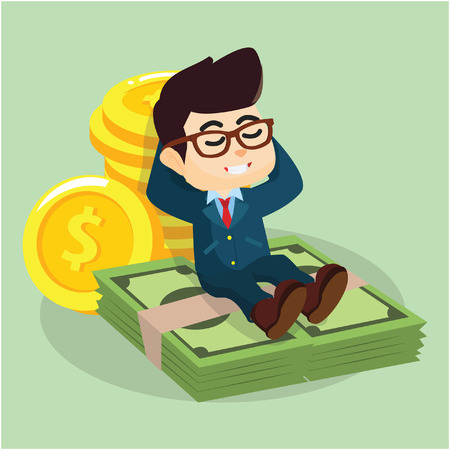 businessmen laying on moneyのイラスト素材