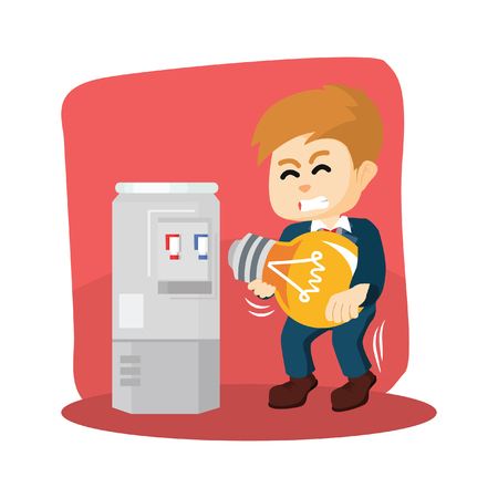 trying to fill dispenser with bulbのイラスト素材